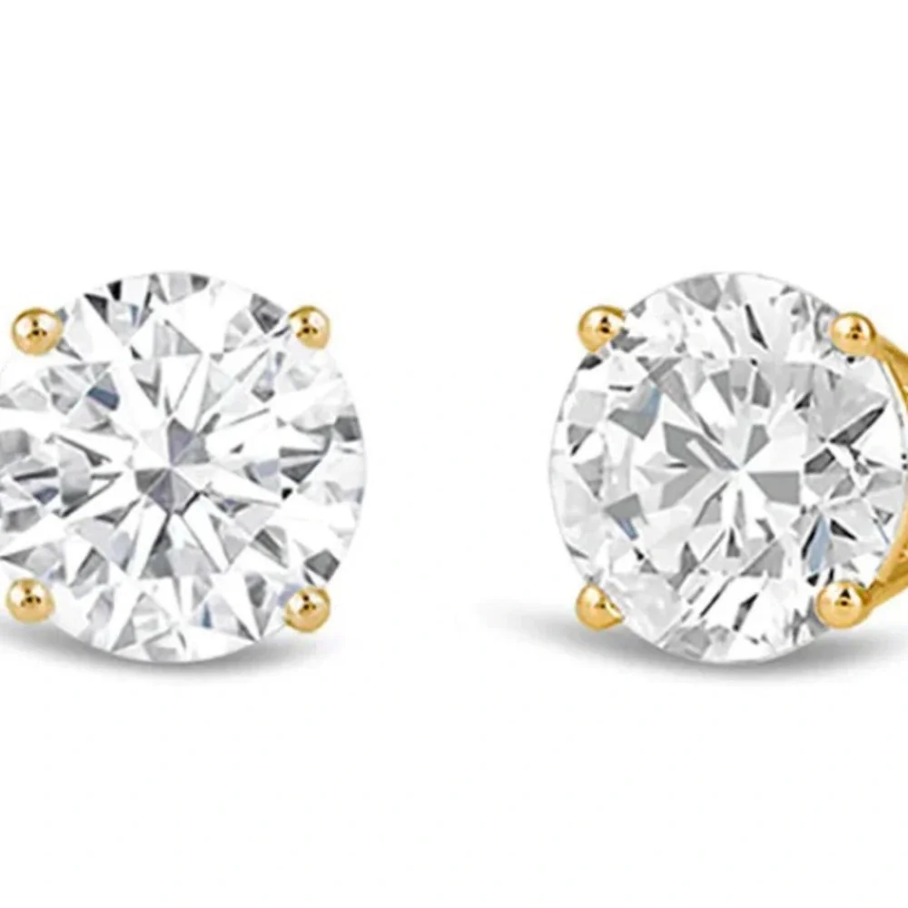 2 Ct Round Cut VS1/FG Certified Lab Grown Diamond Stud Earrings 14k Yellow Gold